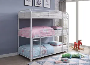 Single/Single/Single White Metal Bunk Bed