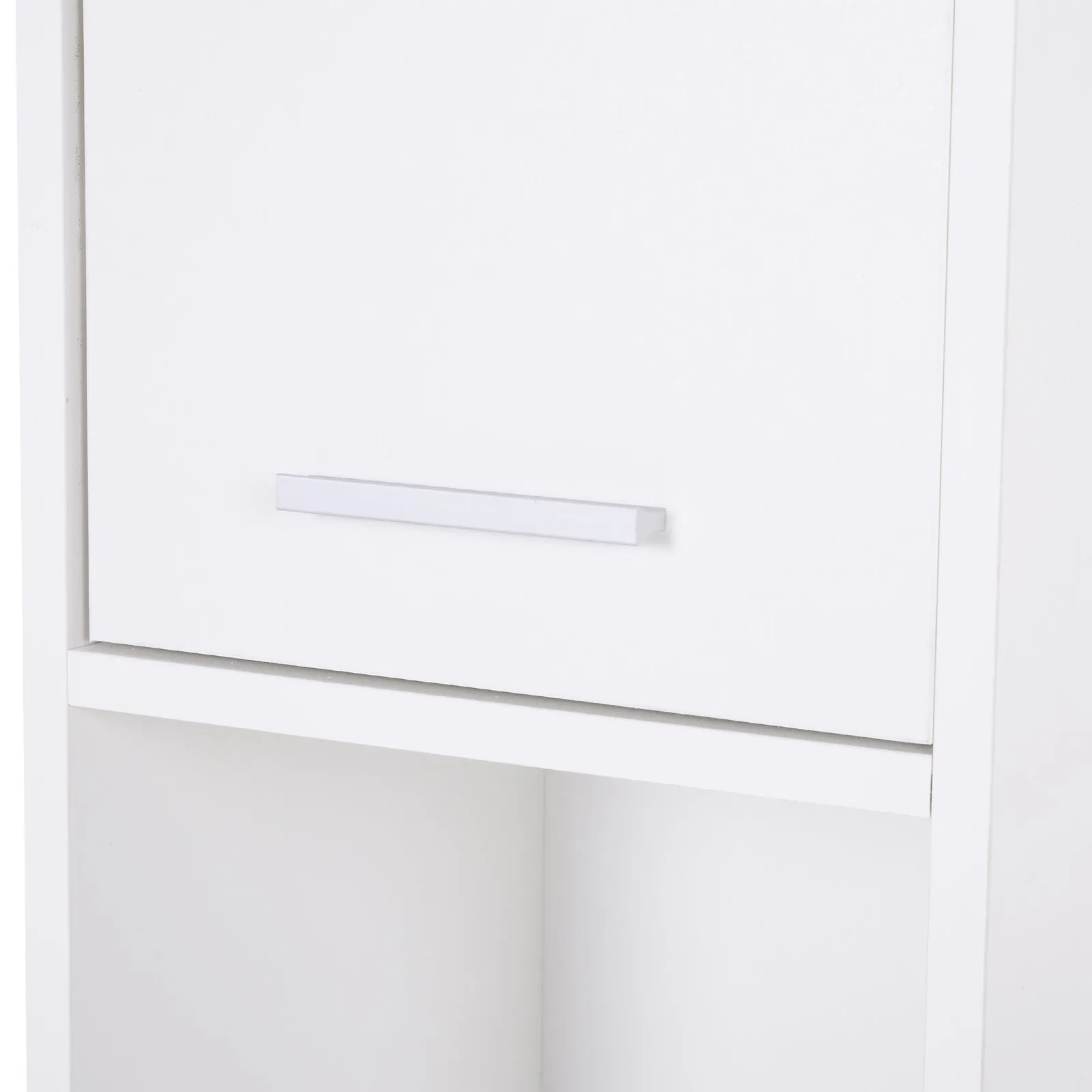 Slim Bathroom Tall Cabinet, High Floor Cabinet Unit for Bathroom, Freestanding Storage Cabinet with 2 Doors and Adjustable Shelves, White