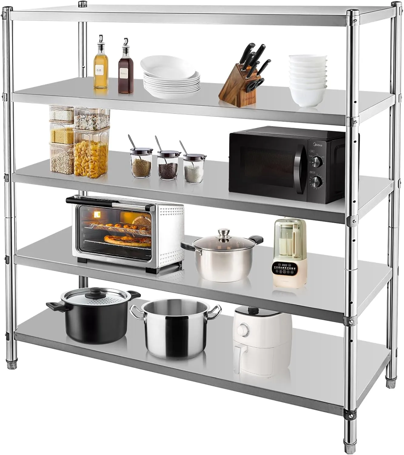 Heavy-Duty Stainless Steel Kitchen Shelf - Durable Storage Rack