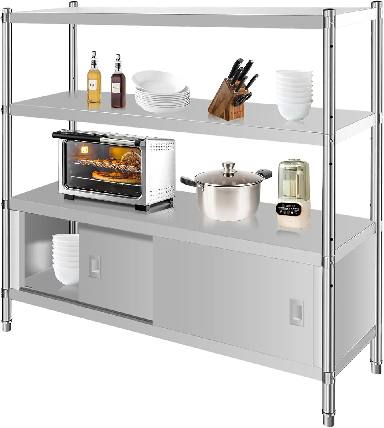 Heavy-Duty Stainless Steel Kitchen Shelf - Durable Storage Rack