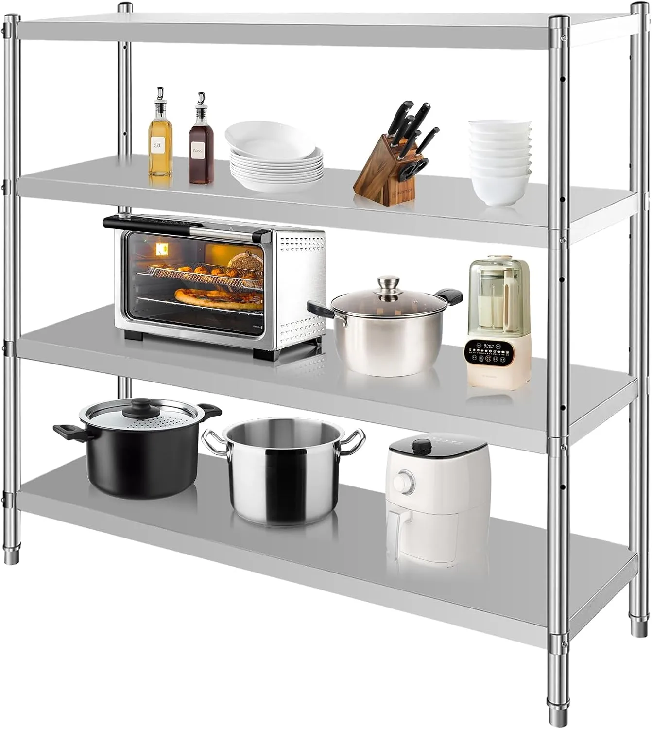 Heavy-Duty Stainless Steel Kitchen Shelf - Durable Storage Rack