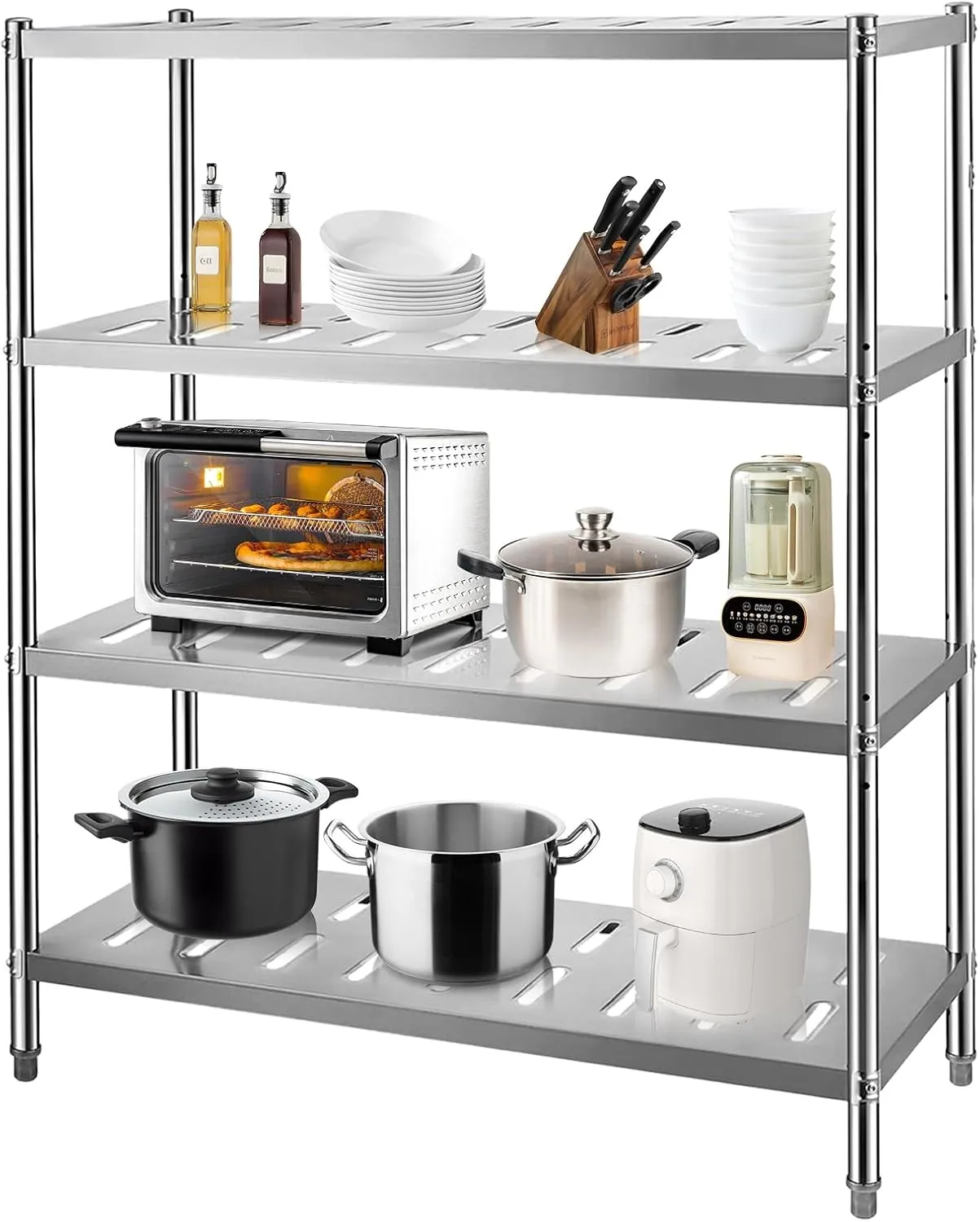 Heavy-Duty Stainless Steel Kitchen Shelf - Durable Storage Rack