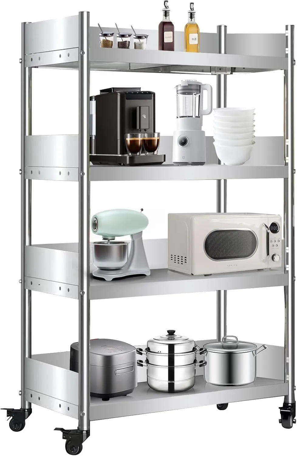 Heavy-Duty Stainless Steel Kitchen Shelf - Durable Storage Rack