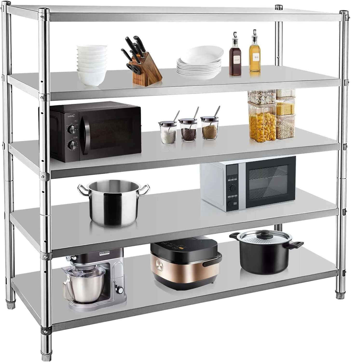 Heavy-Duty Stainless Steel Kitchen Shelf - Durable Storage Rack