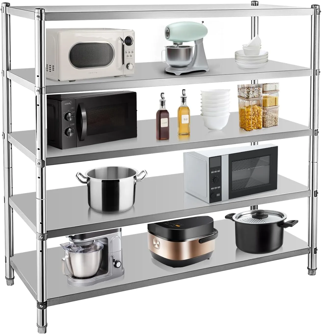 Heavy-Duty Stainless Steel Kitchen Shelf - Durable Storage Rack