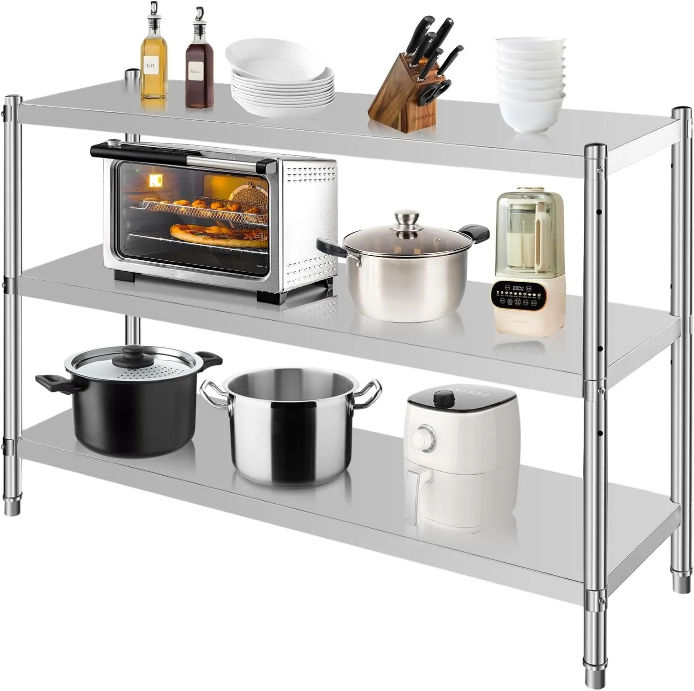 Heavy-Duty Stainless Steel Kitchen Shelf - Durable Storage Rack