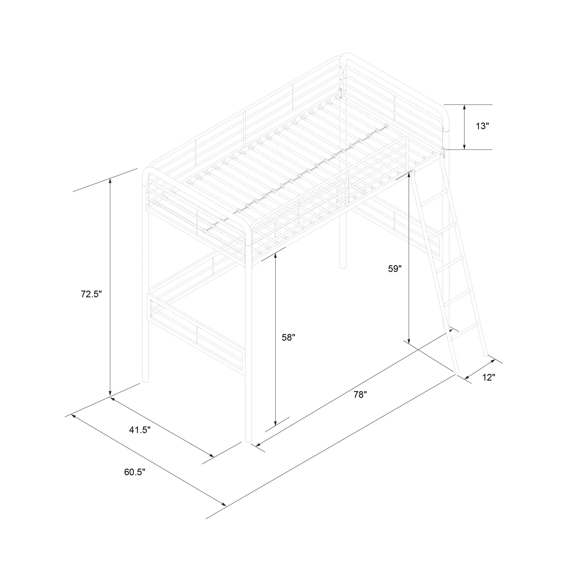 Tommy Metal Loft Bed