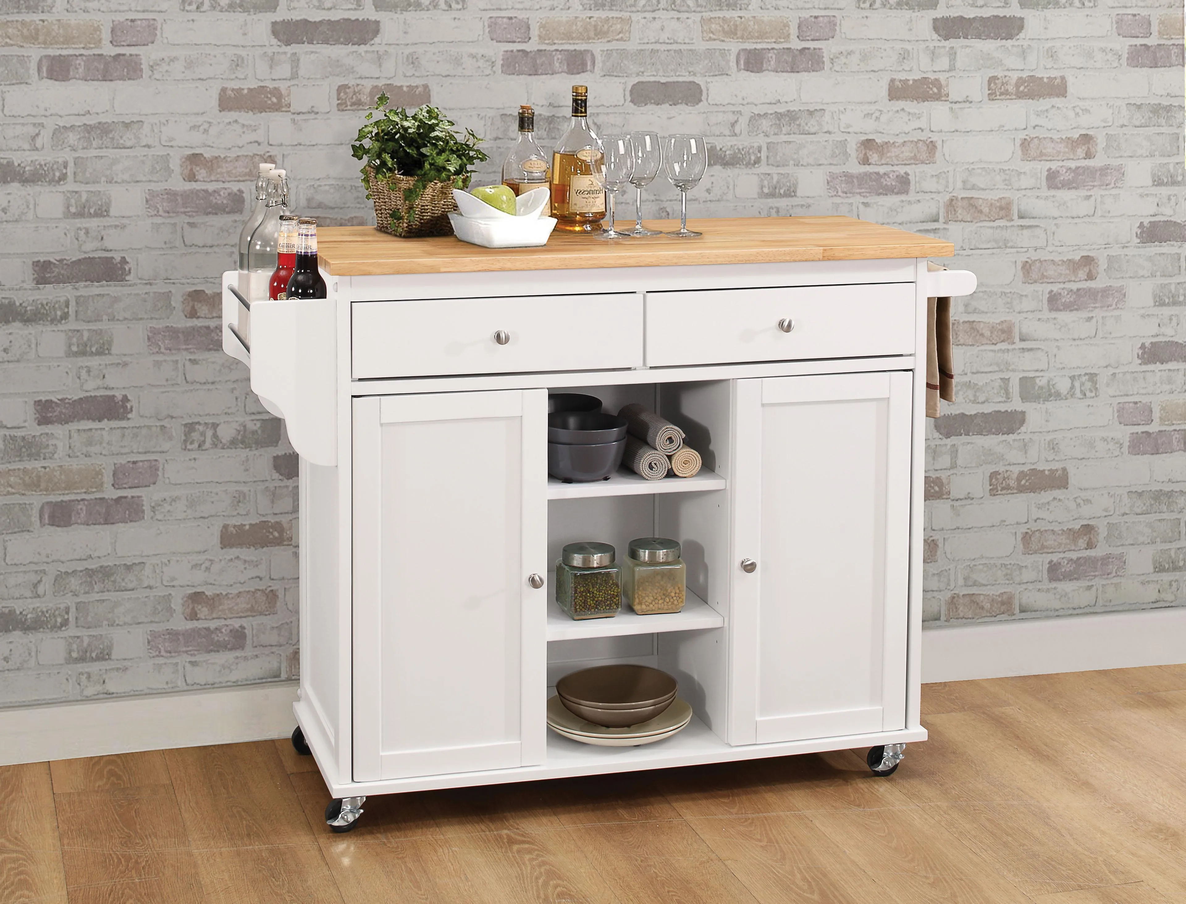 Tullarick Natural & White Kitchen Cart