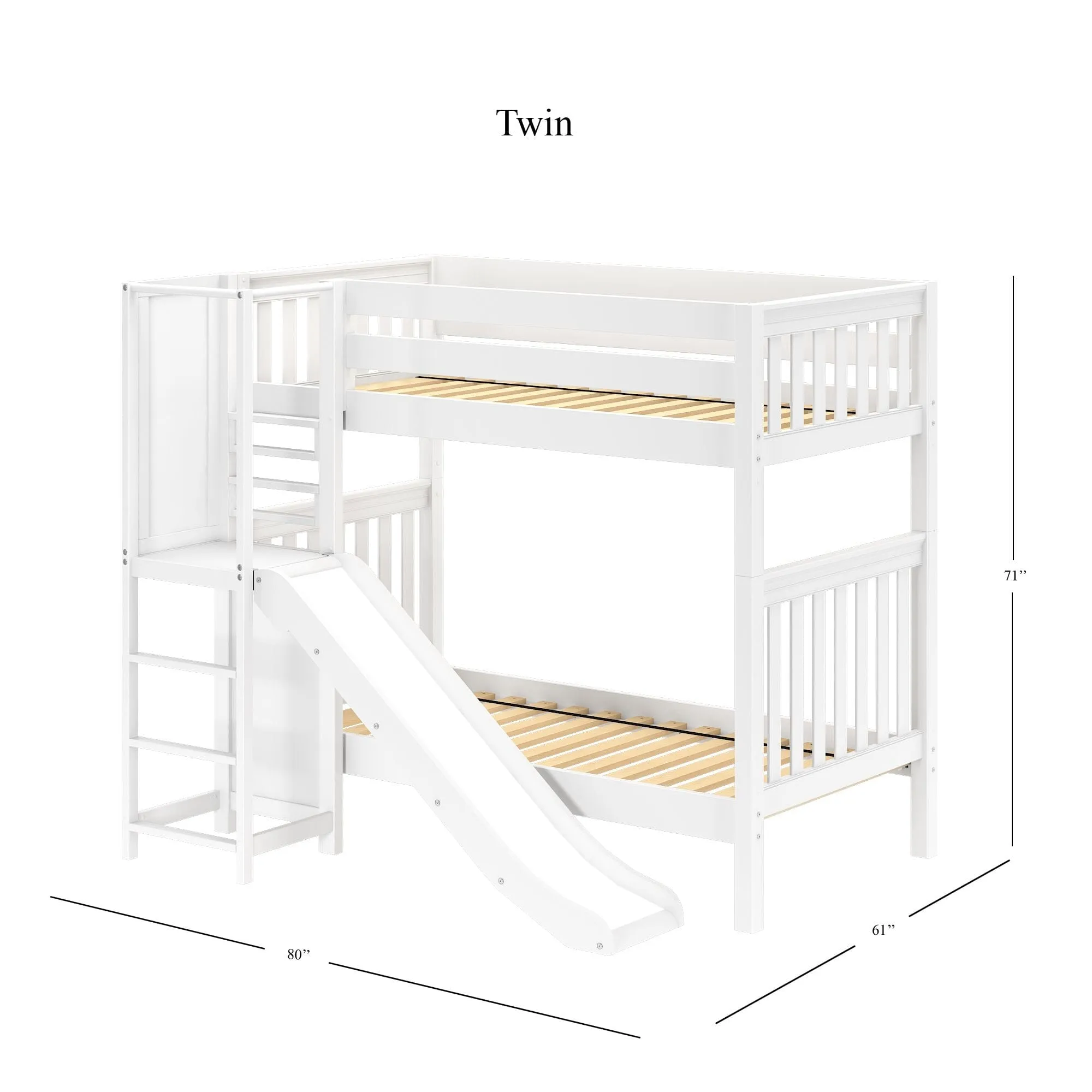 Twin High Bunk Bed with Slide Platform