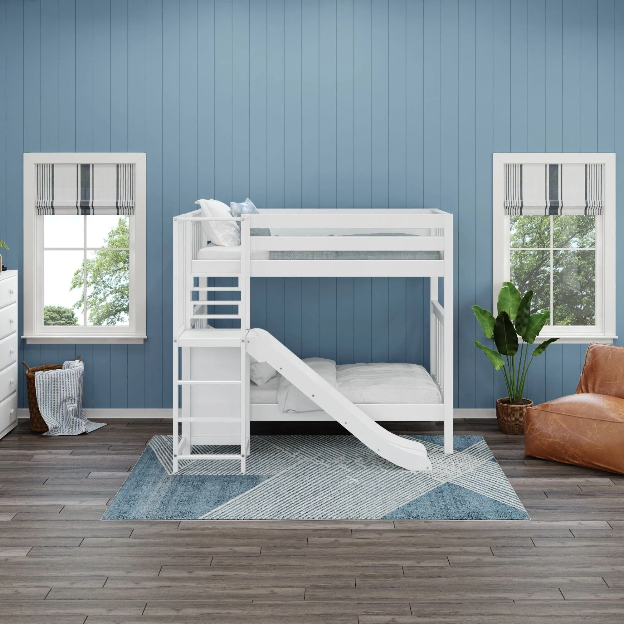 Twin High Bunk Bed with Slide Platform