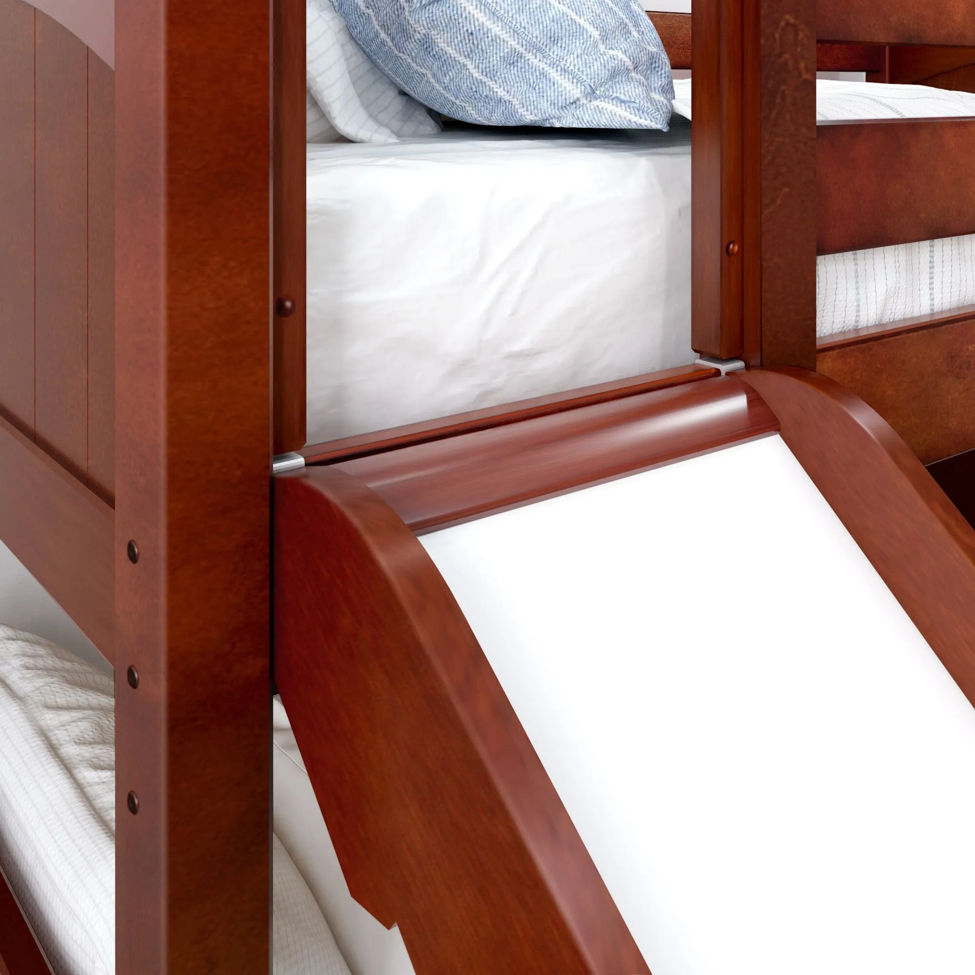 Twin Medium Bunk Bed with Slide and Trundle Bed