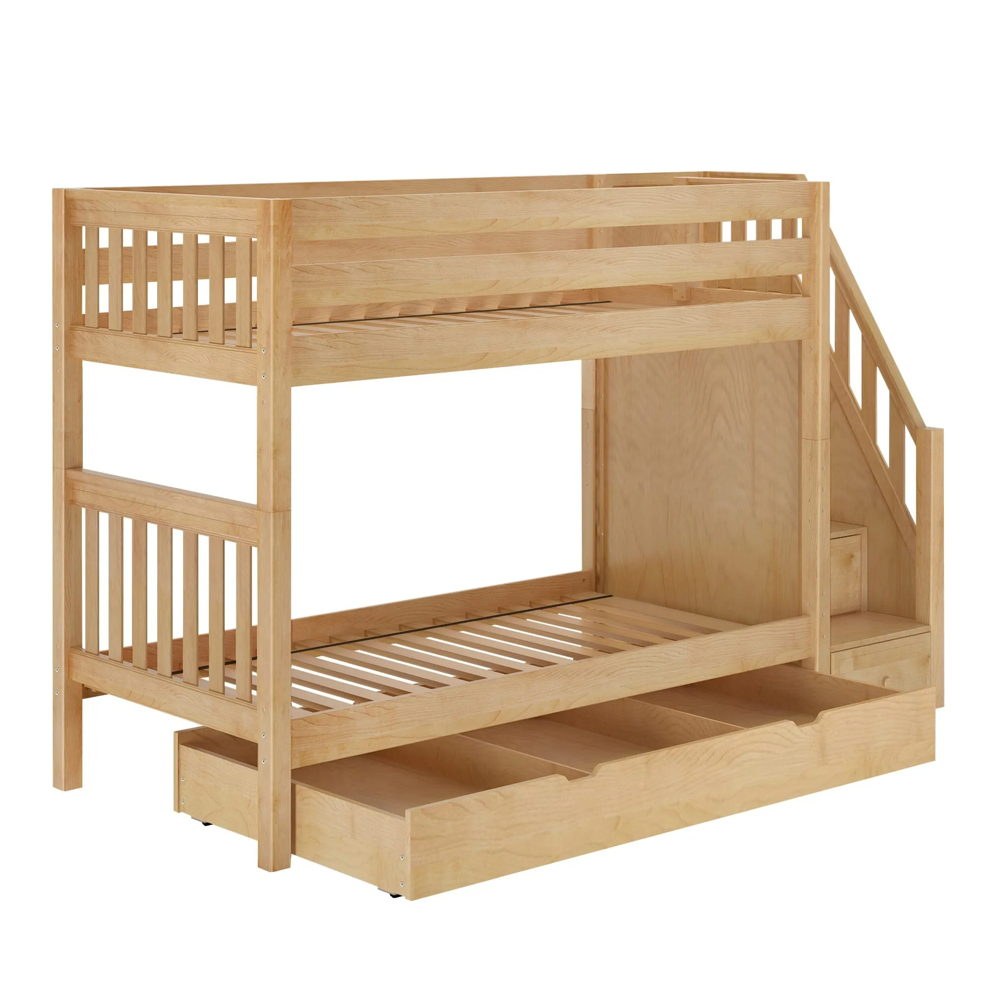 Twin Medium Bunk Bed with Stairs and Trundle Drawer