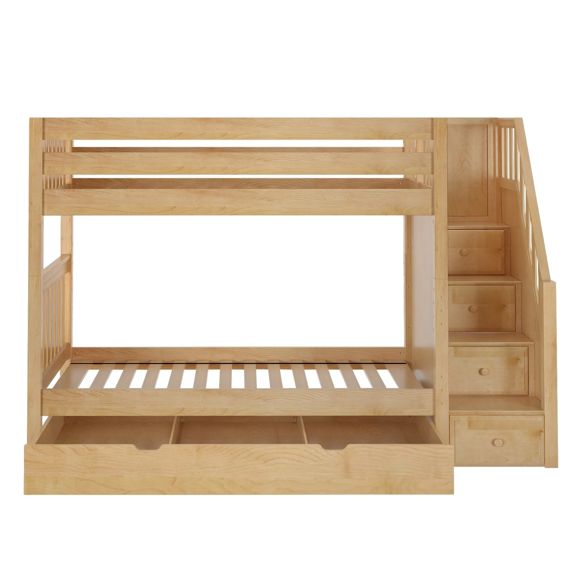 Twin Medium Bunk Bed with Stairs and Trundle Drawer