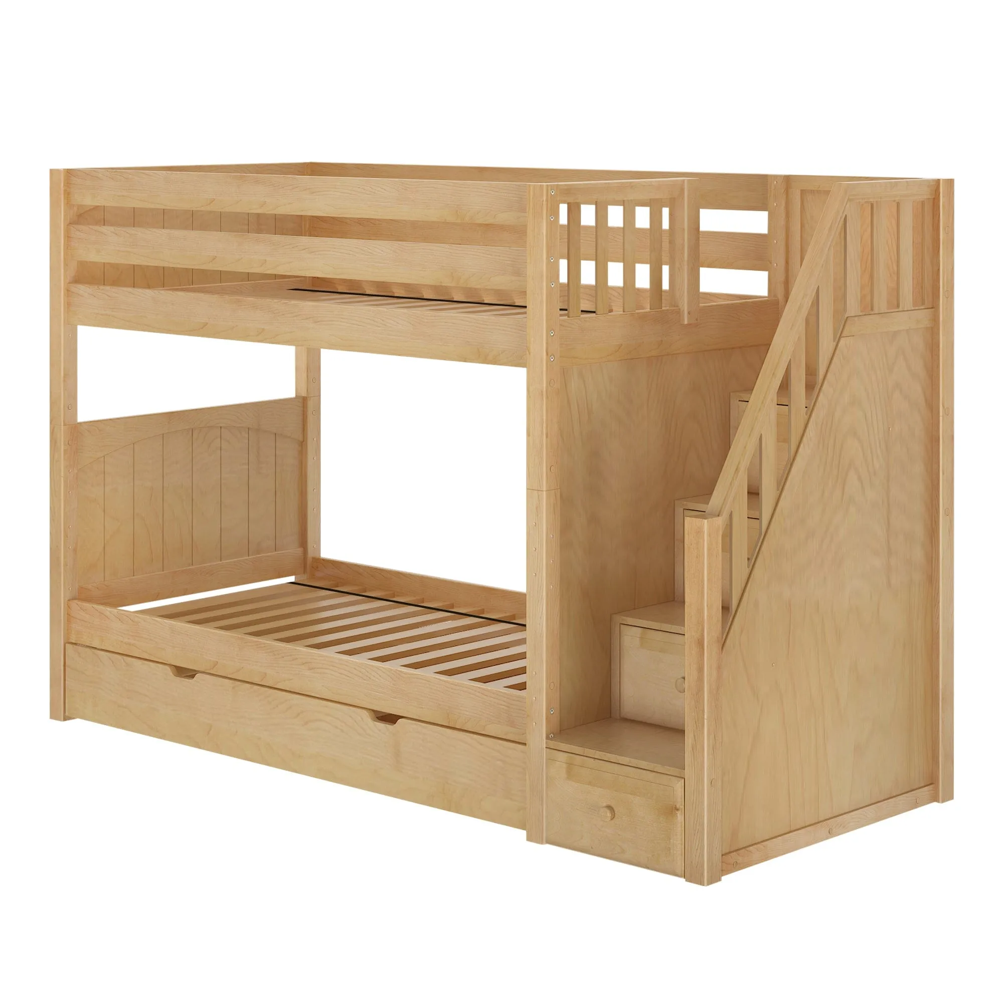 Twin Medium Bunk Bed with Stairs and Trundle Drawer