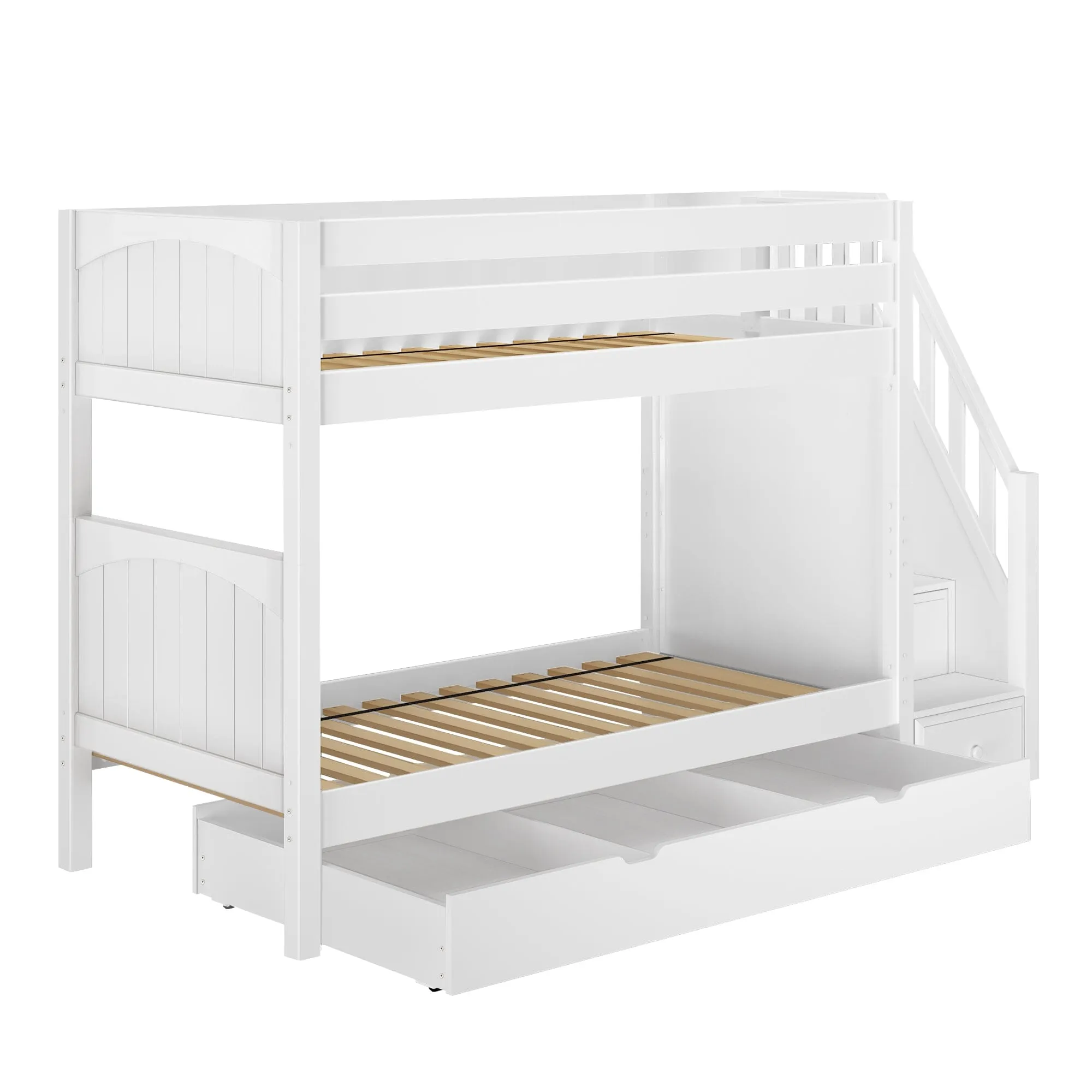 Twin Medium Bunk Bed with Stairs and Trundle Drawer