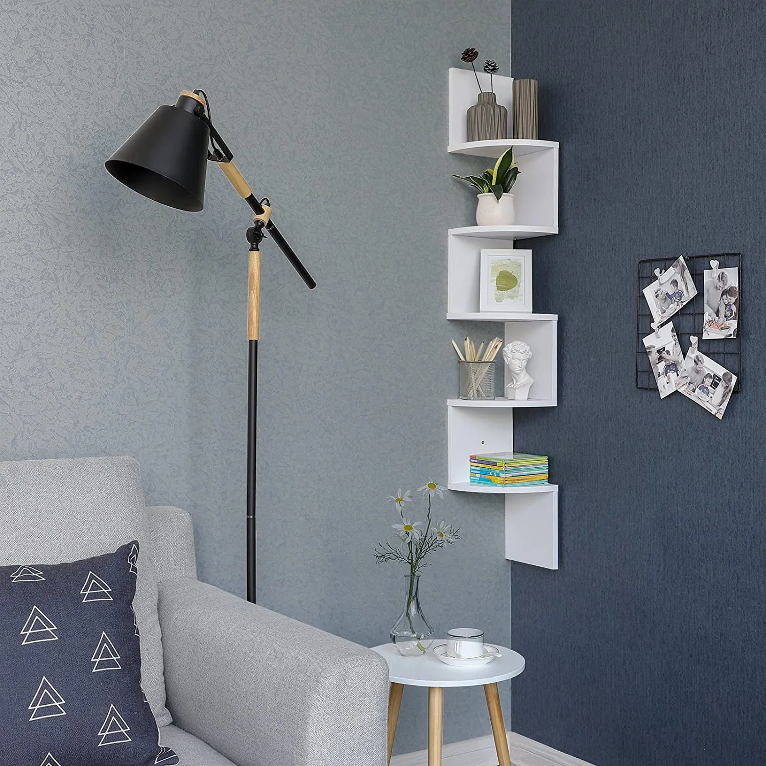 White Wall-mounted Corner Shelf