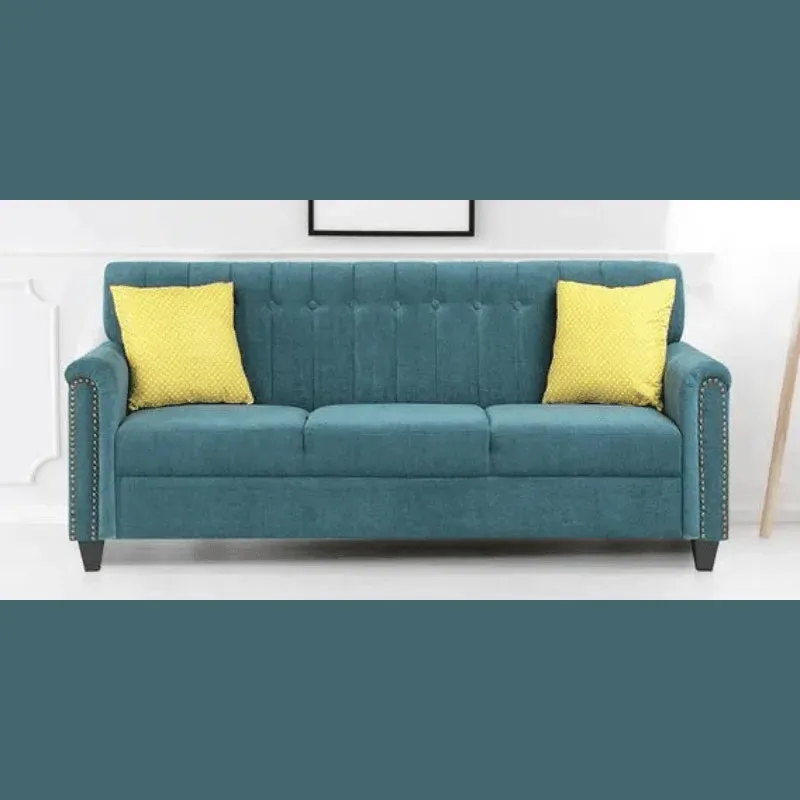 Wooden Twist Contemporary Style Sofa Set In Blue Color