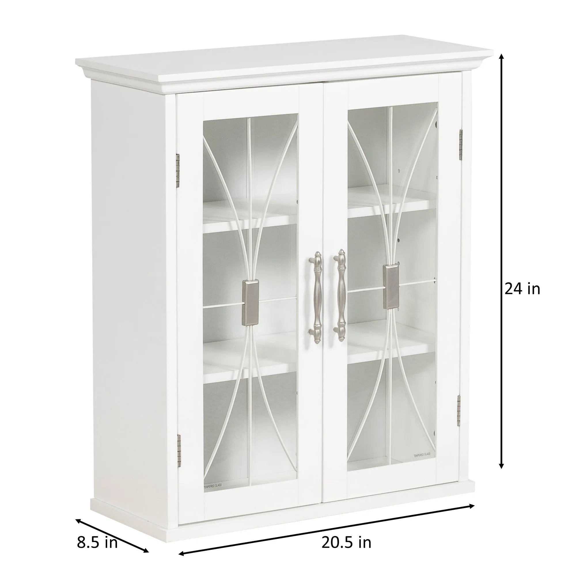 Wooden Wall Cabinet with 2 Doors, White