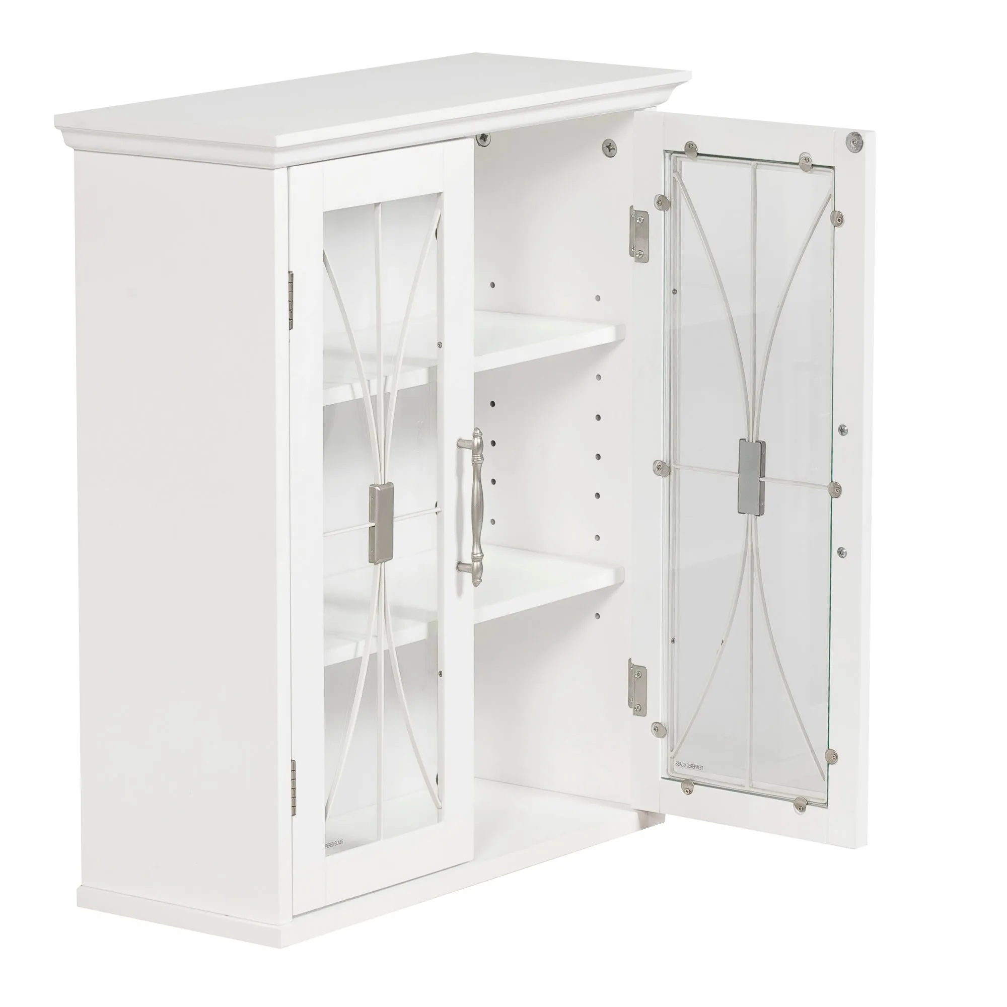 Wooden Wall Cabinet with 2 Doors, White